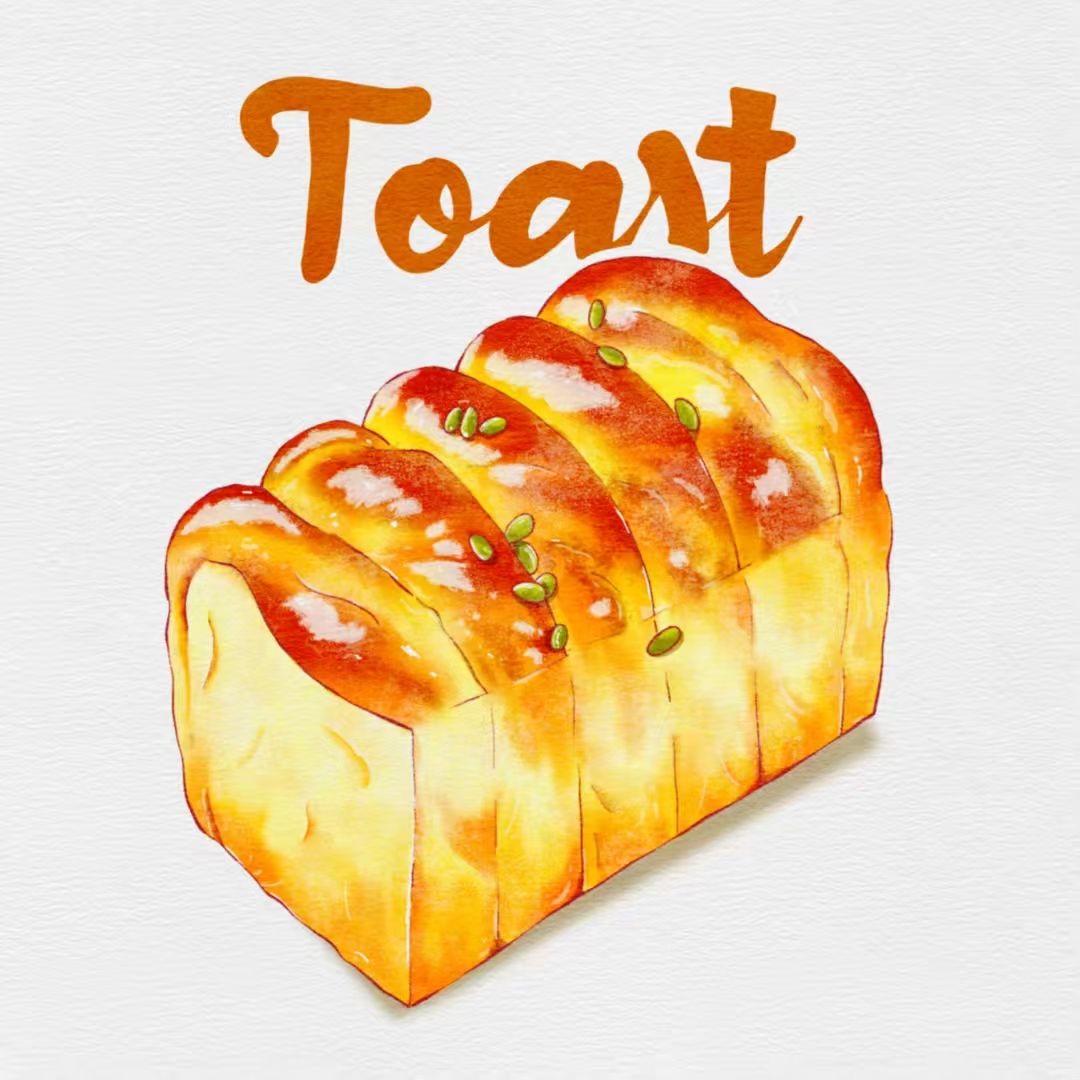 金黄柔软的吐司插画