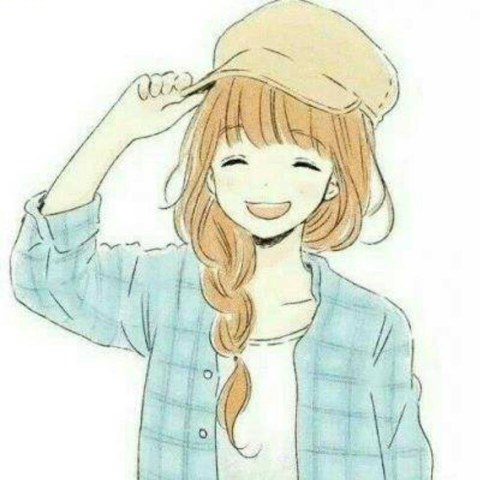 我的头像：戴着帽子、微笑的插画女孩